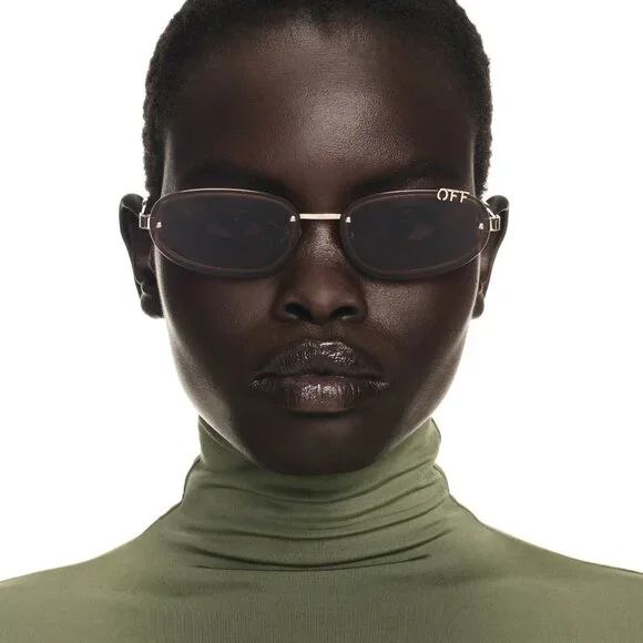 Off-White MIAMI Women Sunglasses Gold Brown Oval OERI13M MIAMI 7664 NEW AUTHENTI